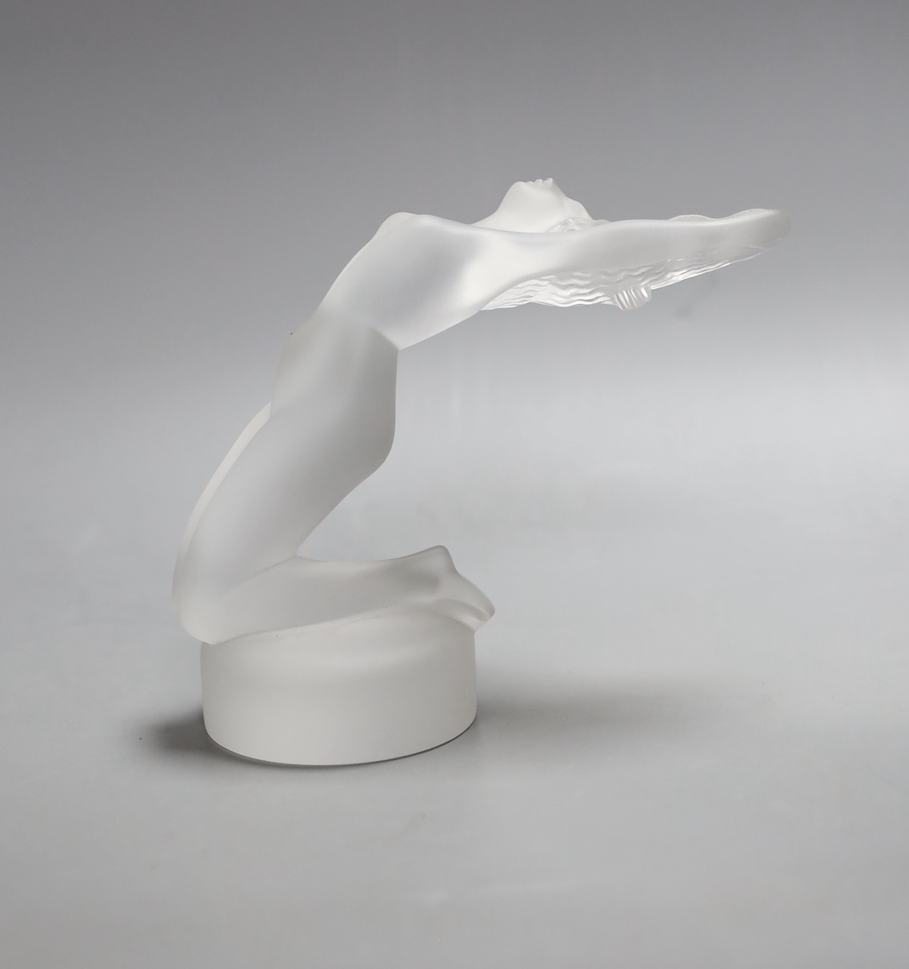 A boxed Lalique glass nude 'mascot', 12.5cm